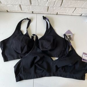 2 NEW Catherines Black No-Wire Cotton Comfort 54C Bras